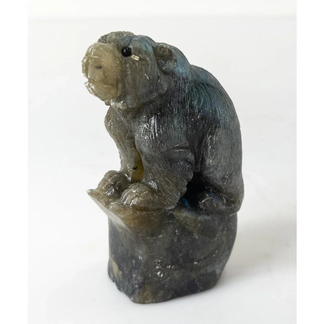 20th Century Labradorite Stone Carved Bear Figure For Sale - Image 10 of 10