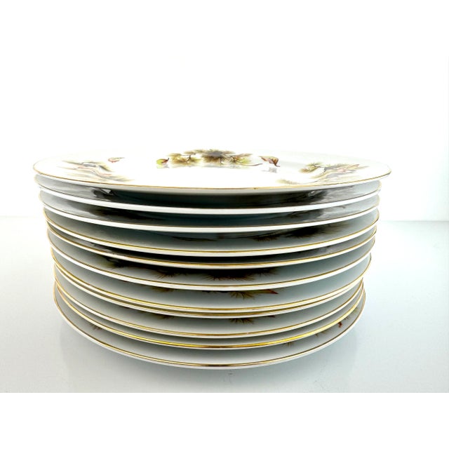 1960s Vintage Mid Century Kyoto China “Pines” Pattern Porcelain Plates – Japan, Set of 21 For Sale - Image 5 of 16