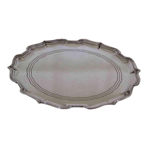 1960 Vintage Silverplate Salver Chippendale Applied Mount