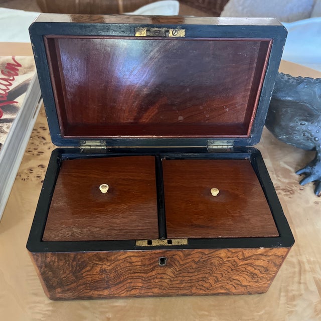 Brown Antique English Walnut Tea Caddy For Sale - Image 8 of 9