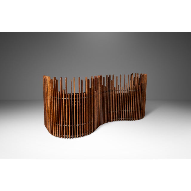 Contemporary Organic Modern "Isle D'Palm" Modular Sofa in Leather and Palm Wood Attributed to Pacific Green, Australia, Circa 2000s For Sale - Image 3 of 12