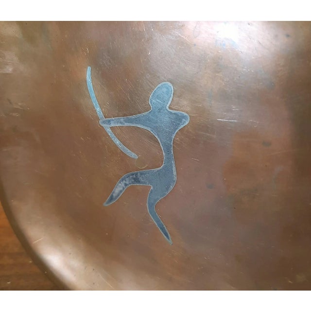 Los Castillos Taxco Mexico Mixed Metals Handmade Plate Copper and sterling silver squared playe dish features a figural...