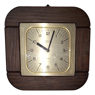Vintage Spruce Wall Clock with Brass-Colored Dial from Diehl, 1980s For Sale