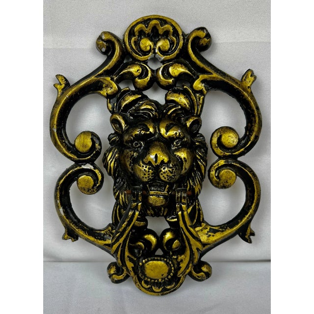Large Classical Roaring Lion Door Knocker With Foliate Scrolls-10" For Sale In West Palm - Image 6 of 8