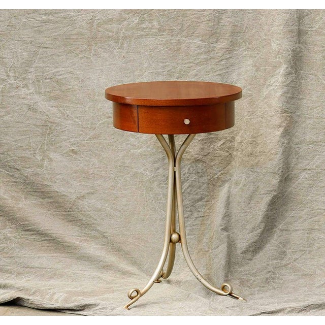 1980s Auxiliary Table in Cherry and Steel For Sale - Image 5 of 12