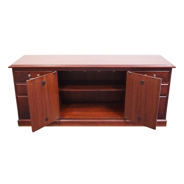 Late 20th Century Kimball Furniture Solid Mahogany Traditional Style 72" Office Credenza For Sale - Image 5 of 12