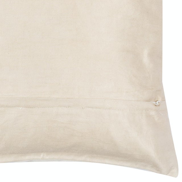 18"x19" Embroidered Cotton Cushion Cover With Folk Floral Design | Suzani Accent Pillow | Handmade Throw Pillow For Sale - Image 4 of 5