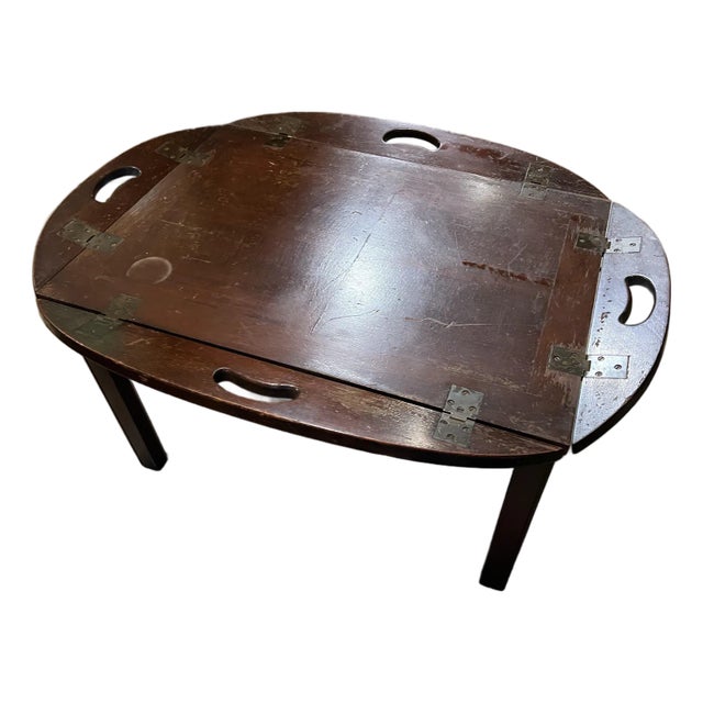 1970s Wooden Campaign Style Coffee Table/Tray Table For Sale