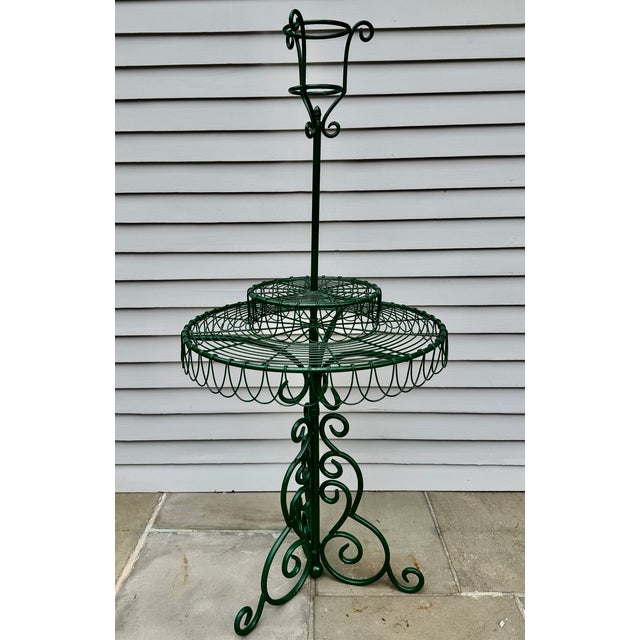 Victorian Three-Tier Circular Wire and Wrought Iron Plant Stand, Mid 20th Century For Sale - Image 3 of 16