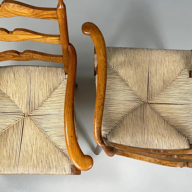 Mid-Century Modern Italian Armchairs in Woven Straw and Wood, 1940s For Sale - Image 9 of 18