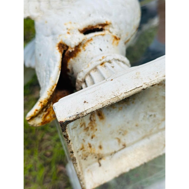 White Vintage Cast Iron Swan Garden Ornaments, a Pair For Sale - Image 8 of 11