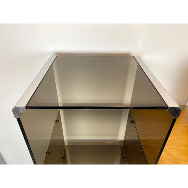 Chrome, Smoked Glass & Wood Bookshelf Étagère by Gallotti & Radice, Italy, 1970s For Sale - Image 12 of 15
