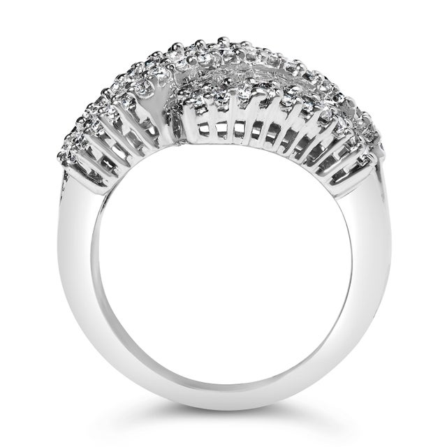 Early 21st Century 14K White Gold Diamond Cocktail Ring Band (1 3/4 Cttw, H-I Color, SI2-I1 Clarity) - Size 8 For Sale - Image 5 of 7