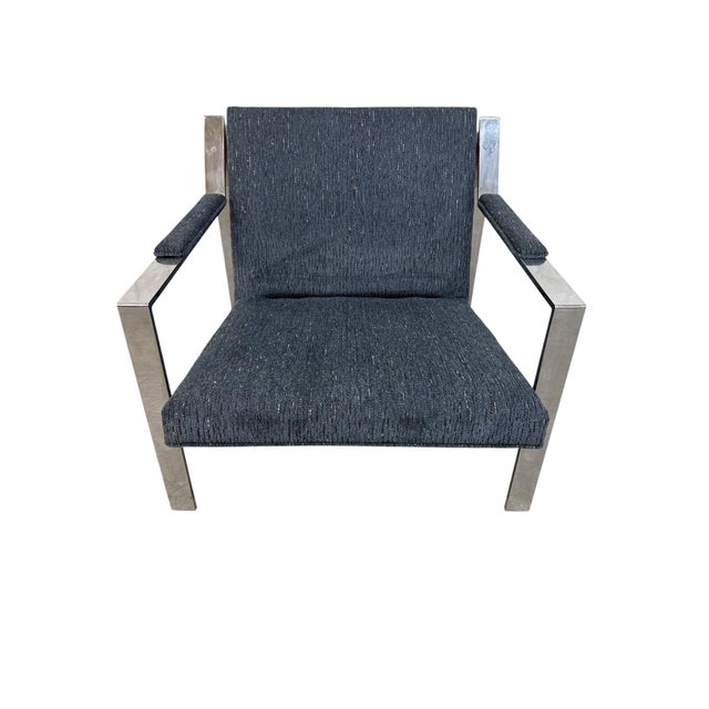Chrome Vintage Milo Baughman Style Flat Bar Chrome Arm Chairs - Set of 2 For Sale - Image 8 of 8
