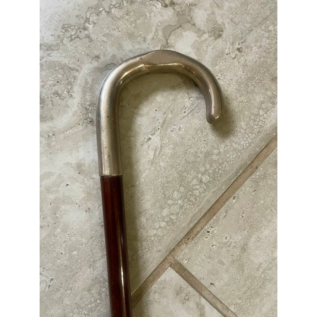 Early 19th Century 19th C. Georgian Sterling Crook Handled Walking Stick or Cane For Sale - Image 5 of 8