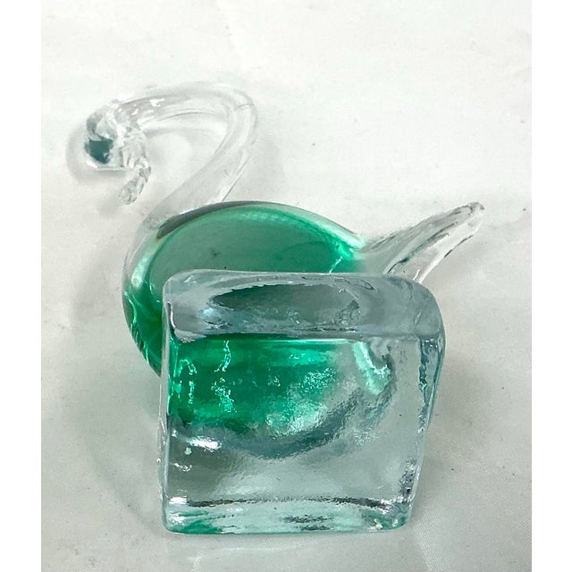 Emerald Small Murano Glass Swan Figurine For Sale - Image 8 of 8