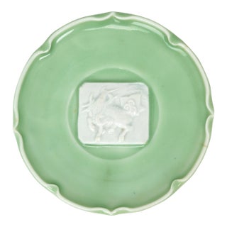 Japanese Celadon Kirin Plate Meiji Period For Sale