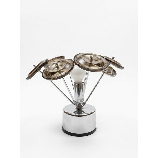 Mid-Century Chrome and Greenish-Grey Glass Bouquet Table Lamp, 1970s For Sale - Image 4 of 4