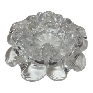 Vintage Blown Murano Venetian Art Glass Cigarette Cigar Clear Ashtray Italian For Sale