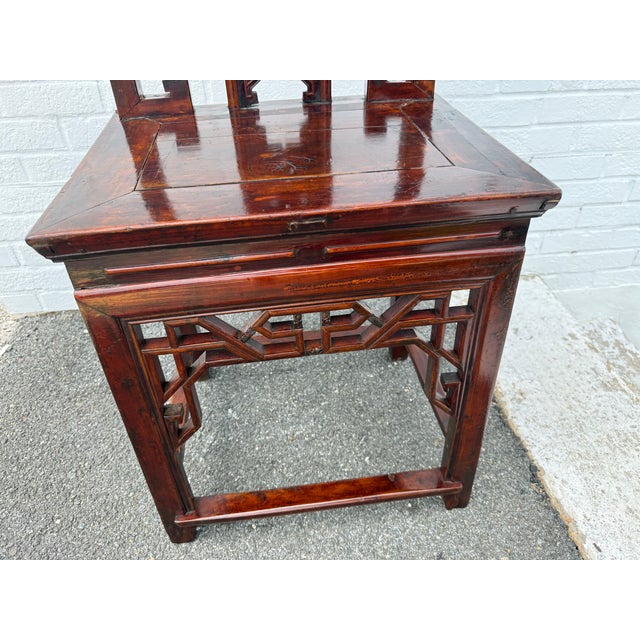 19th Century Pair of Chinoiserie Style Carved Wood Hall Chairs For Sale - Image 16 of 16