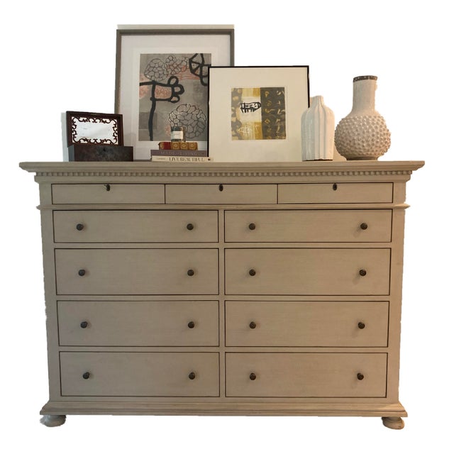 Taupe Restoration Hardware St James Dresser in Antiqued Taupe For Sale - Image 8 of 9