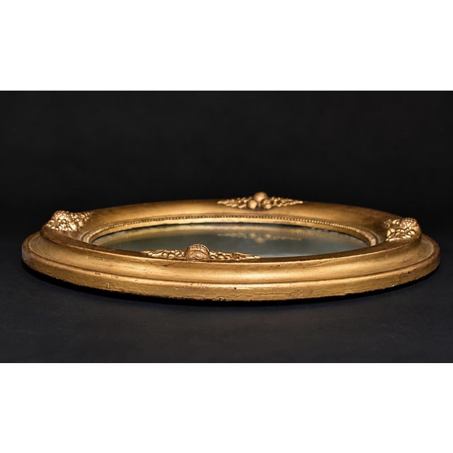 Antique Victorian Oval Mirror Giltwood Acorns 14" For Sale - Image 11 of 11
