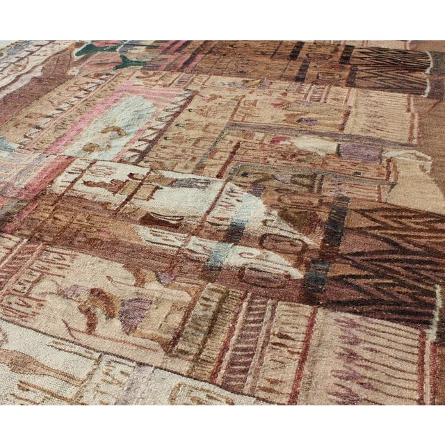 1920s Vintage Tapestry With Scene of Egyptian Architecture and Columns For Sale - Image 5 of 6