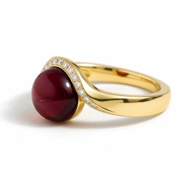 Garnet Wave Ring with Topazes. Garnet and Topaz Wave Ring. Garnet and Topaz Ring with Wave Motif. Graceful and sculptural,...