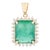 6.04 Cts Large Emerald & Halo Diamond Bold Pendant For Sale