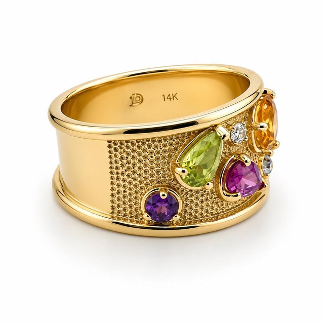 Contemporary Italian Gemstone Ring, Size 7 For Sale - Image 3 of 4