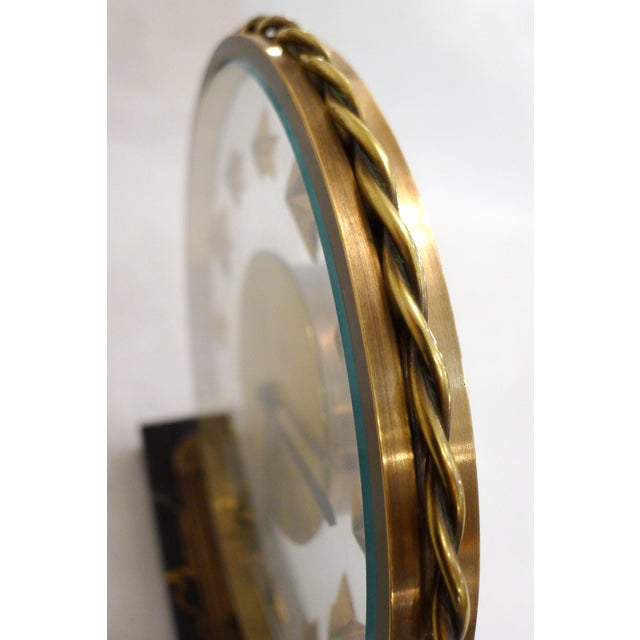 Starry Table Clock in Marble, Brass and Glass by Bayard and Lalique, 1950s For Sale - Image 6 of 14