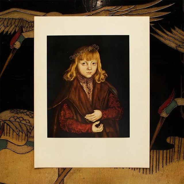 Renaissance 1956 After Lucas Cranach "A Prince of Saxony", Vintage Full-Color Print For Sale - Image 3 of 8