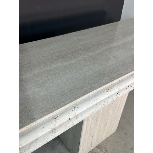 1980s Travertine Console Table For Sale In Miami - Image 6 of 10