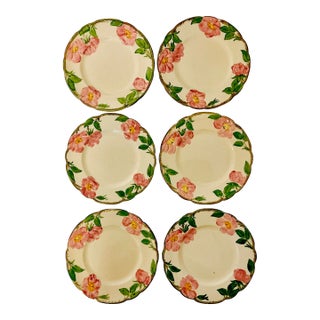 Mid Century Americana Boho Chic Franciscan Desert Rose Salad Plates - Set of 6. For Sale