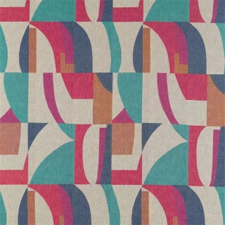 Harlequin Bodega Fabric in Indigo/Mandarin/Fuchsia For Sale