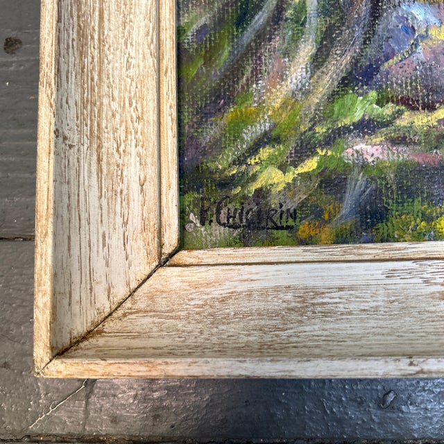 Two 1960’s Original Impressionist Lake and Bridge Landscape Paintings - Set of Two For Sale In Philadelphia - Image 6 of 9