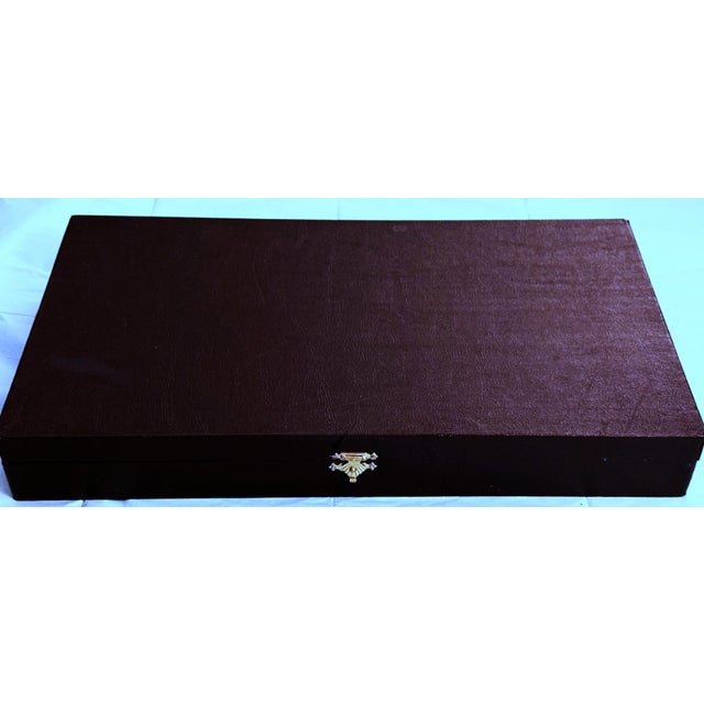 Late 20th Century S&s Haddad Family Authentic Jezzine Meat/Salad Serving Sets in Original Box With Coral & Turquoise Inlay- 5 Pieces For Sale - Image 10 of 10