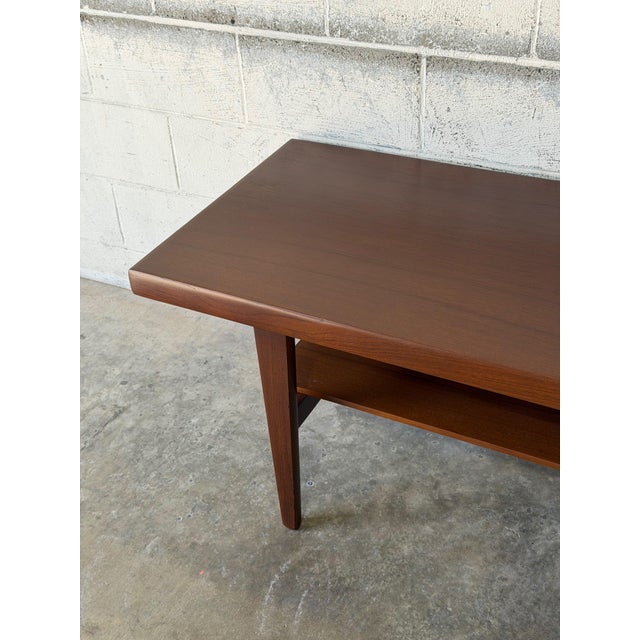 Long Danish Teak Rectangular Coffee Table With Built-in Magazine Shelf Mid-Century Modern 1960s For Sale - Image 10 of 13