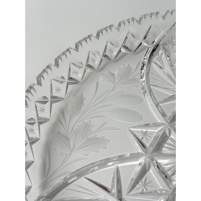Large Bohemian Hand-Cut Crystal 3-Part Fruit Bowl, 1930s For Sale - Image 9 of 16