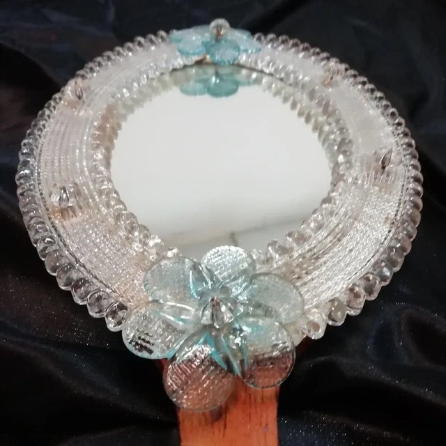 Boho Chic Venetian Glass Hand Mirror, 1970s For Sale - Image 3 of 12