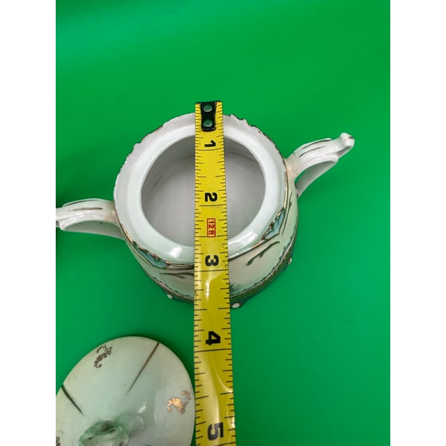 Ceramic Antique Rs Prussia Rose & Peony Art Deco Style Creamer and Covered Sugar Set For Sale - Image 7 of 12