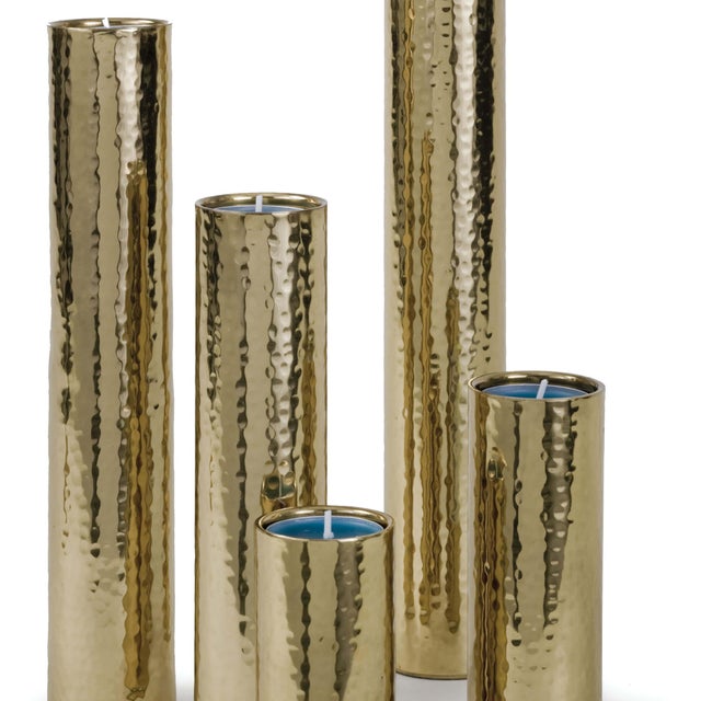 2020s Regina Andrew Hammered Bud Vase Set - Polished Brass For Sale - Image 5 of 6