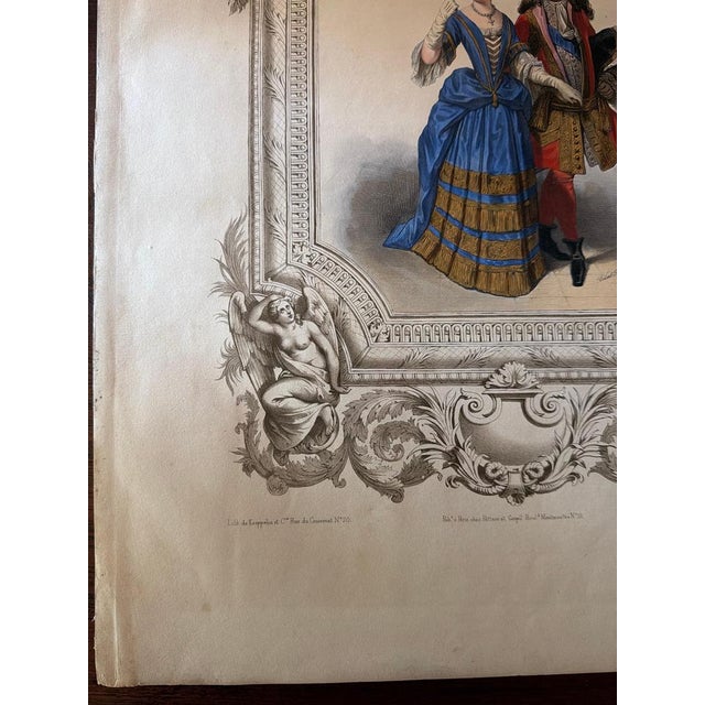 Paper Court Costume Royal Couple, 1847, Lithograph For Sale - Image 7 of 10