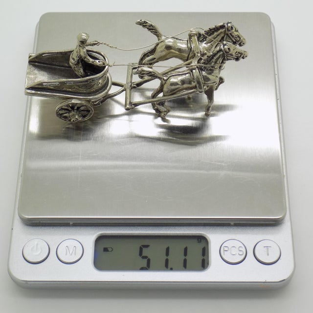 Vintage Italian Handmade Silver Roman Biga Chariot with Horses Figurine, Tuscany, 1970s For Sale - Image 10 of 13