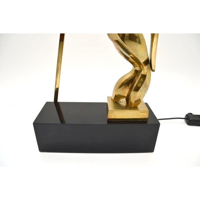 Vintage Italian Sculptural Bronze Table Lamp by Maxime Delo, 1970s For Sale - Image 9 of 14