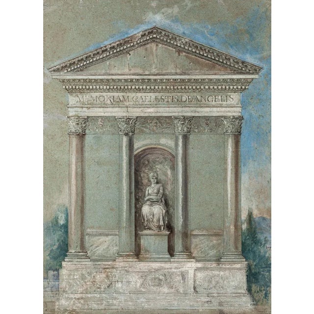 "Architecture" is an original drawing in mixed media on cardboard, by Anonymous Artist of XIX Century. In aged conditions....