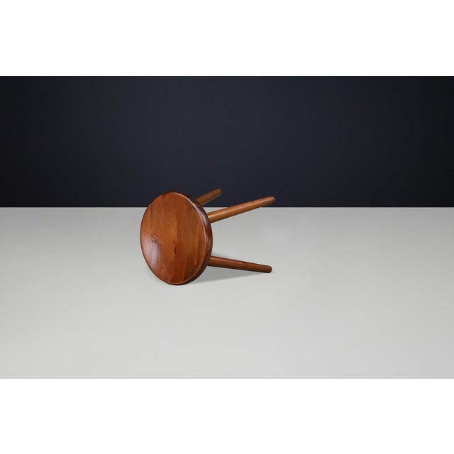Mid-Century Modern French Beech Stool, 1960s For Sale - Image 4 of 12