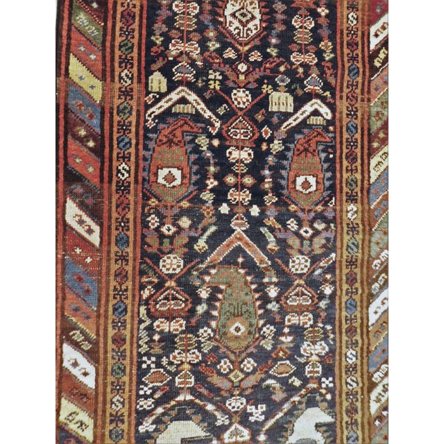 1940s Hand Knotted Blue Background Runner For Sale - Image 11 of 13