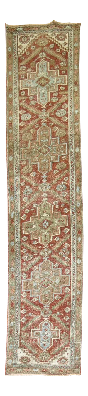 Narrow Tribal Rustic Heriz Runner, 2'4'' X 10'8''