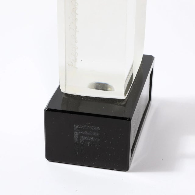 1970s Mid-Century Totem Form Sculpture in Glass W/ Lacquered Base Signed Pierre Dinand For Sale - Image 5 of 12